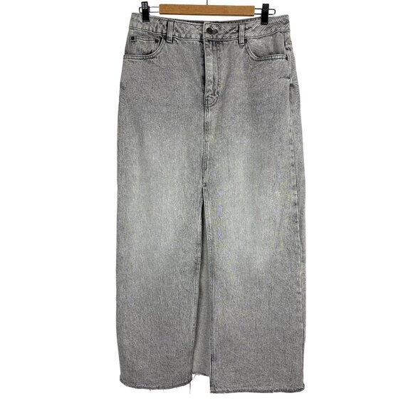 Western Street Grunge ASOS Design Grey Distressed Denim Maxi Skirt, Women's 8 - Picture 1 of 11